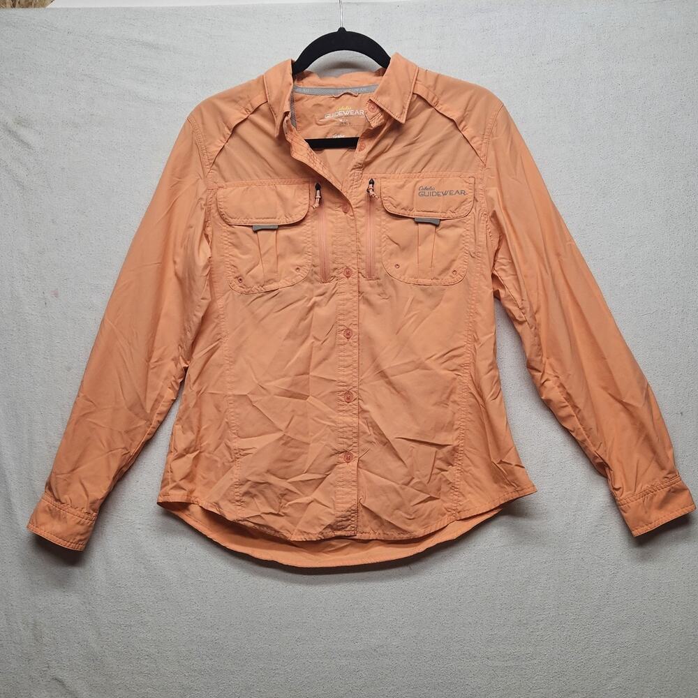 Cabela's Guidewear 4Most Fishing Shirt Women's Size M Orange Button-Up 56835